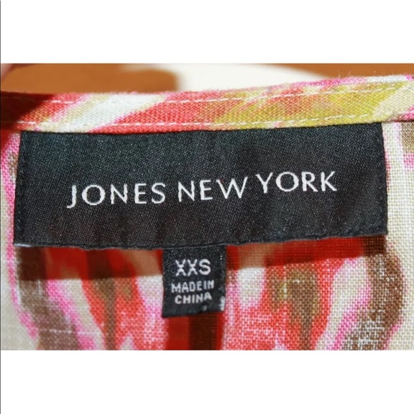 Jones New York Ladies Long Summer Sleeve Blouse Tie Dye Print with Red Beading - Picture 7 of 8